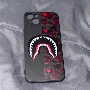 Shark Design Black and Red Phone Case